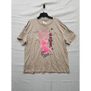 David Bowie Womens Let's Dance Graphic Tee Tan Cotton Casual Size XL